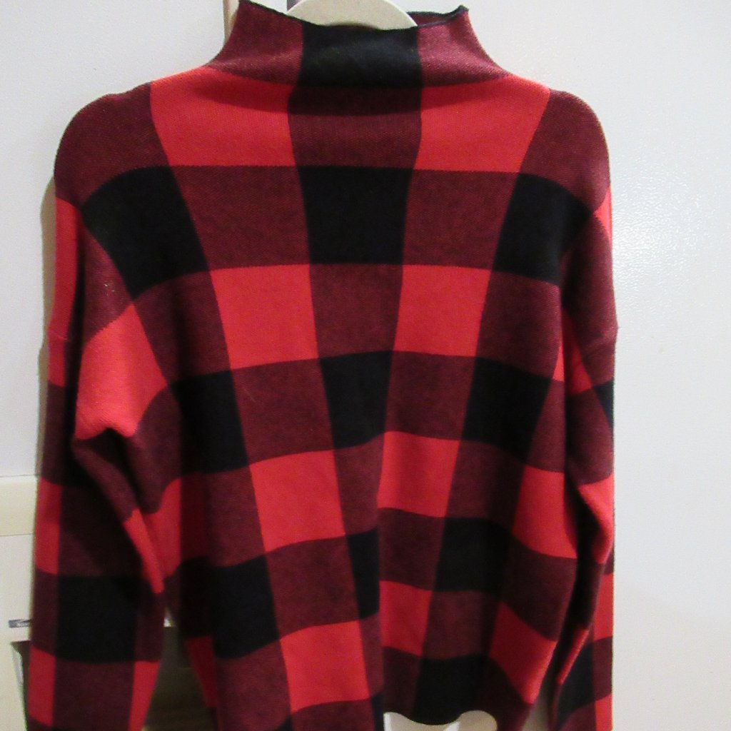 Tommy Bahama Buffalo Plaid Mock Neck Sweater M Red Black